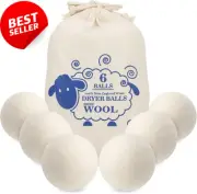 6pcs Wool Dryer Balls Reusable New Zealand Wool Reduce Drying Time & Static Clin