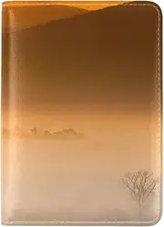 [ZHUOYUETT] Fog Field Mountain Leather Passport Holder Cover Case Travel One Pocket