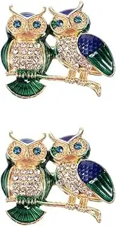 [DEARMAMY] Cartoon Owl Shape Brooch Pin with Zircon and Pearl Accents Adorable Fashion Corsage for Women and Multi Purpose Decorative Accessory for Clothing Handbags and Parties