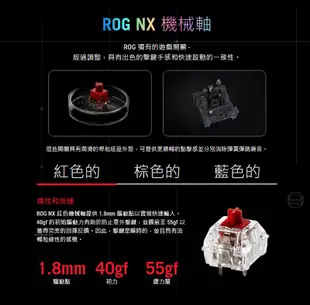 ROG Azoth 客製化無線三模電競鍵盤 三模式連接/人體工學/NX 機械軸/PBT 雙鍵帽/ 黑色-青軸