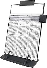 Keenjorika Desktop Document Book Holder with 7 Adjustable Positions, Black Document Holder for Desk, Paper Holder Copy Stand Holder for Speech, Paper Holder Stand for Desk Typing, Angle Adjustable
