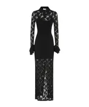 MSGM Floral Lace Ruffle Maxi Dress IT40,IT38,IT36 black