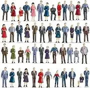 Juexica 100 Pcs Mini People Figurines 1: 50 Scale Model Trains Architectural Painted People Figures Tiny Plastic Miniature Figurines Sitting Standing Model for Miniature Scenes