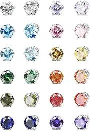 [ORAZIO] 12 Pairs Magnetic Stud Earrings for Men Women Non-piercing Rhinestone Magnet Earrings Stainless Steel Magnetic Clip on Nose Stud Earrings Set