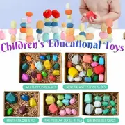 Toy CrMCtiveIWooden Colored Stacking Balancing Stone Building Blocks Xmas GiftJC