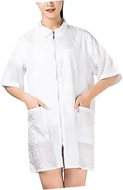 Hairdresser Uniform Breathable Technician Overalls for Salon Use Comfortable Hair Dyeing Clothes with Pocket Practical and Quick Drying White