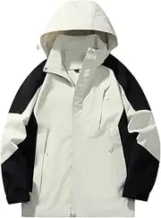 [Generic] Men's Lightweight Jacket Windbreaker Rip Stop Rain Shell Coat Color Matching Zipper Pockets Jacket