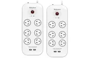 Huntkey 6 Way Powerboard With 2 USB Port And Surge Protection 2 Piece Pack SAC607X2