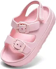 STAHOVY Toddler Boys Girls Double Buckle Sandals Open Toe Flat Slide Kids With Adjustable Back Strap Beach Slippers Children Beach Slippers Children