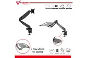 Vision Mounts VM-GM212U-D15 Stand Bracket Monitor Mount Arm with Laptop Tray Holder VESA Adapter