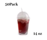 [ 50 Pack ] Cups Iced Coffee Go Cups and Dome Lids 14 oz.