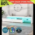 ALFORDSON Entertainment Unit 220cm TV Stand LED Light Storage Gloss White