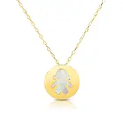 14K Yellow Gold Mother Of Pearl Girl Pendant Necklace, 16"
