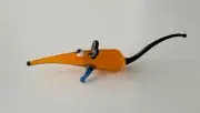 MOUSE~Orange~Collectible Hand Blown Art Glass Figurine~Handmade Tiny Animal~UNIQ