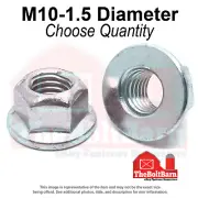 M10-1.5 Class 8 Hex Flange Top Lock Nuts Zinc Clear Coarse Thread (Pick Qty)