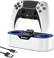 NEWDERY PS5 Controller Charger Station, Fast Charging Dock for PlayStation 5 Controllers, Single Controller Charging Stand Replacement for PS5 Controller & DualSense Edge Controller, White