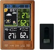 Multifunctional Weather Station Indoor/Outdoor Wireless Temperature and Humidity Monitor Color Screen Electronic Alarm Clock Weather Forecast Clock with Adjustable Backlight Barometer