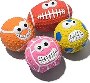 Squeaky Dog Ball (4 Pack) Latex Rubber Dog Squeak Toys, 2.7''/7cm Soft Bouncy Fetch Balls for Medium Small Pets Interactive Play