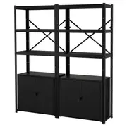BROR shelving unit with cabinets, black, 170x40x190 cm