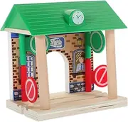 ERINGOGO Wooden Train Railway Station Model Educational for Wooden Accessory for Pretend Play Enhances Imagination and Creativity
