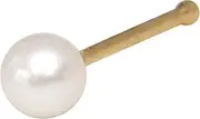[JewelryWeb] 14ct Yellow Gold Freshwater Cultured Pearl Round Body Piercing Jewelry Nose Stud