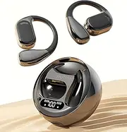[SPOTFISH] Open Ear Headphones, True Wireless Earbuds Bluetooth 5.4,Hanging Ear Sports Earphones,ENC Noise Cancelling Clear Calls，Easy Touch Control，Advanced Aesthetics Charging Case-M76(Black