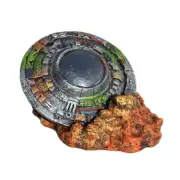 Aquarium Decoration Resin Spaceship Shelter UFO Hideout Safe for Fish & Water