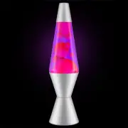 Lava Lamp 14.5 Inch Tall Classic Silver Base Pink Lava Purple Liquid