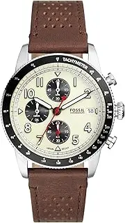 [FOSSIL] Men's Brown Leather Sport Tourer Analogue Watch, 42mm