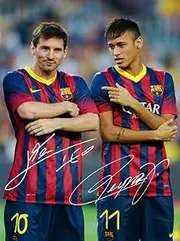 Lionel Messi Neymar FC Da Silva 2013 Signed Autographed Photo Poster Memorabilia