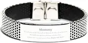 [Generic] Stainless Steel Bracelet Mommy Inspirational Quote Engraved Jewelry for Mothers Day and Christmas Gifts with Psalm 145: 18-19 Hope and Confidence, Small, Silver Plated Zinc, Cubic Zirconia
