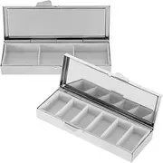 2pcs Duoge Pill Box Medicine Container Pill Organizer Metal Small Medicine Container Travel Medication Organizer Pp Silver