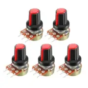 5Pcs 10K Ohm Variable Resistors Single Turn Carbon Film Potentiometer w Knobs