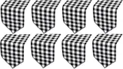 8 Pack Buffalo Check Table Runners Plaid 72 inches, Grey & White