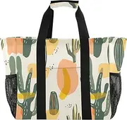 [sanluoli] Totes Foldable Beach Bag With Pockets with Handles Laundry Bag Travel, Bohemian Abstract Cactus, 1 size