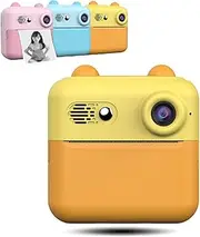 Instant Print Camera 48MP, HD Kids Camera Instant Print, 1080P Portable Kids Thermal Printing Cameras, Printable Digital Cameras Selfie(Yellow)