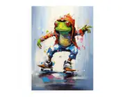 Frog Skates Modern Art Canvas Print