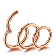 18G ROSE GOLD Hinged Steel Septum Clicker Nose Ring Segment Daith Seamless Hoop