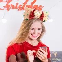 在飛比找蝦皮購物優惠-耶誕節米奇髮箍薑餅人米奇米老鼠卡通髮箍兒童遊樂園裝飾髮飾