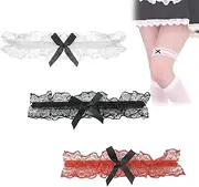 DHJWDUX Set of 3 Wedding Garters Bridal Gift Ready Models Garter Offwhite Wedding Black White Red