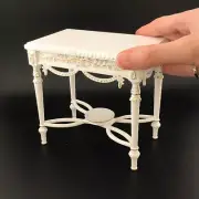 Victorian 1:6 scale Ornate Side Table Dollhouse miniature in White and gold