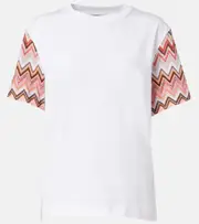 [Missoni] Missoni Embroidered cotton T-shirt AU 14 white