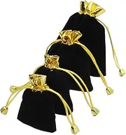 [mollensiuer] 12Pcs Black Velvet Drawstring Pouches Jewelry Gift Bags for Christmas Birthday Wedding Party Favors Jewelry Candy Gifts Treat Pouches (9cm X 7cm)
