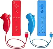 Wii Remote Controller and Nunchuck Controllers for Wii U, including silicone case and wrist strap (red+blue)