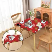 Red Square Fitted Tablecloth for Christmas Holiday?Wrinkle Free Washable Stretch