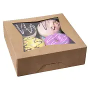 [15pcs] 8" Brown Bakery Pie Boxes, Kraft Cardboard Cookie Box with Window Aut...
