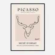 Galrie Elegant Minimalist Art Print of Picasso's Animal Drawings, Black Frame, 70 x 100cm (28 x 40inch)