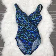 Miraclesuit Its a wrap slimming swimsuit size 8 tummy control underwire blue