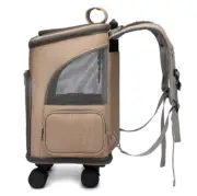 High Quality Portable Cat Backpack with Wheel Trolley Traveling Pet Carrier Bag