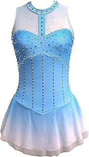 [Zagitova] Ice Figure Skating Dress for Girls Gradient Patchwork with Shiny Rhinestone Women Competition Dance Costume